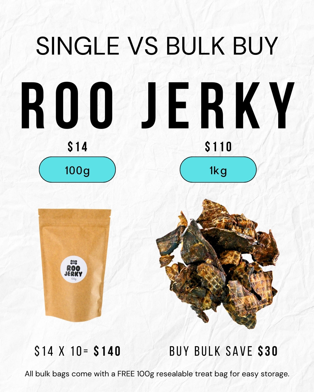 Bulk buy dog treats Roo jerky