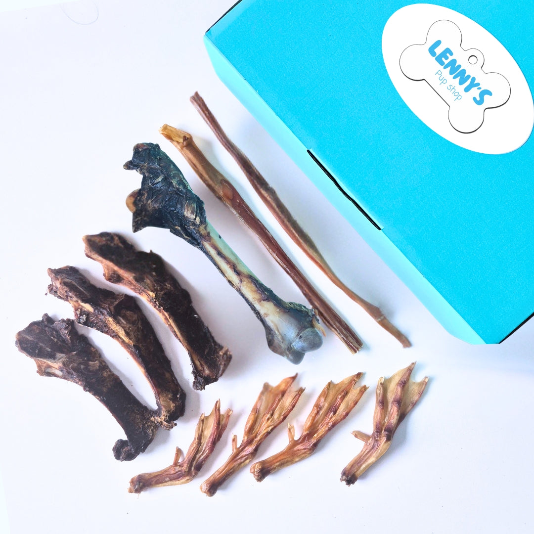 Ultimate Teeth Cleaning Pack for dogs including Roo Femur, Bully Sticks, Duck Feet and Roo Teeth Cleansers